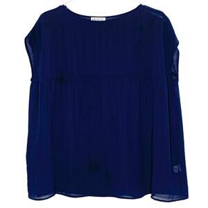 Tutu & Lilli S Womens Sheer Navy Sleeveless Popover Top Pleated Flowy